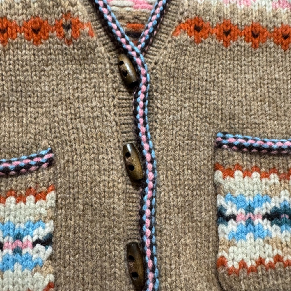 GAP Tan and Pink Patterned Cardigan Sweater - Picture 2 of 8